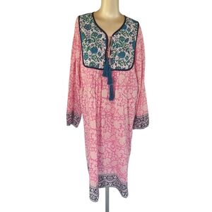 ​SZ Blockprints x J.Crew Kitty Dress in Pink Blue Floral Block Print